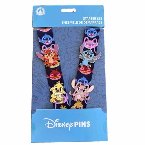 Disney Jewelry - Disney Parks 2024 Lilo & Stitch Starter Lanyard 4 Pin Set - Angel Reuben Leroy